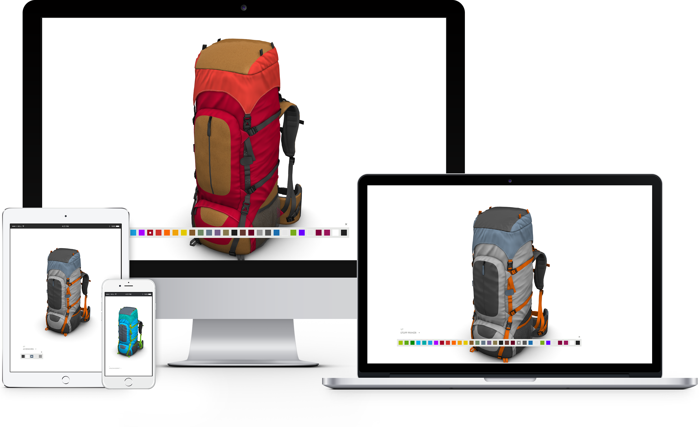 presentation webgl backpack responsive on desktop table mobile